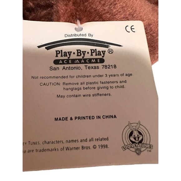 Tasmanian Devil Looney Tunes Ace Taz Christmas Santa Hat Antlers 1998 w/tags - Picture 6 of 8